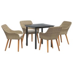 vidaXL Set da Pranzo per Giardino da 5 pezzi in Rattan Poliestere Beige