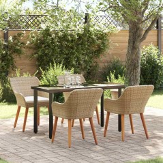 vidaXL Set da Pranzo da Giardino 5 Pezzi Beige in Rattan Sintetico