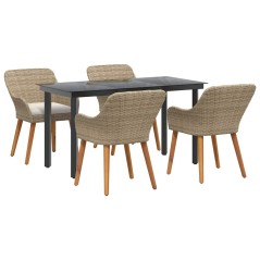 vidaXL Set da Pranzo da Giardino 5 Pezzi Beige in Rattan Sintetico
