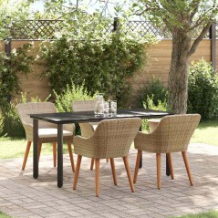 vidaXL Set da Pranzo Giardino 5 Pezzi Beige in Polyrattan