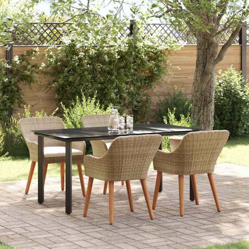 vidaXL Set da Pranzo Giardino 5 Pezzi Beige in Polyrattan vidaXL Set da Pranzo Giardino 5 Pezzi Beige in Polyrattan
