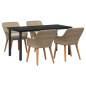 vidaXL Set da Pranzo Giardino 5 Pezzi Beige in Polyrattan vidaXL Set da Pranzo Giardino 5 Pezzi Beige in Polyrattan
