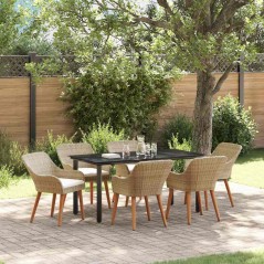 vidaXL Set da Pranzo da Giardino 7 Pezzi Beige in Rattan Sintetico