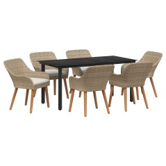 vidaXL Set da Pranzo da Giardino 7 Pezzi Beige in Rattan Sintetico
