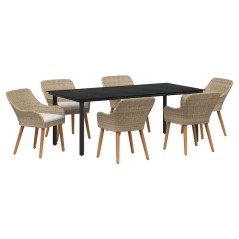 vidaXL Set da pranzo da giardino 7 pezzi beige in rattan sintetico