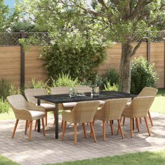 vidaXL Set da giardino 9 pezzi beige in rete sintetica