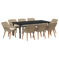 vidaXL Set da giardino 9 pezzi beige in rete sintetica