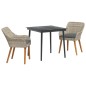 vidaXL Set da pranzo 3 pcs Grigio chiaro e nero 80 cm x 80 cm vidaXL Set da pranzo 3 pcs Grigio chiaro e nero 80 cm x 80 cm