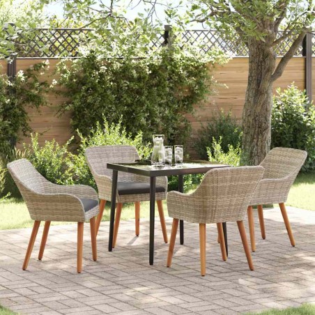 vidaXL Set da pranzo 5 pcs Grigio chiaro e nero 80 cm x 80 cm
