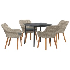 vidaXL Set da pranzo 5 pcs Grigio chiaro e nero 80 cm x 80 cm