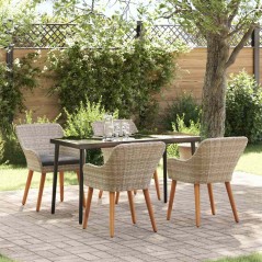vidaXL Set da pranzo 5 pcs Grigio chiaro e nero Large