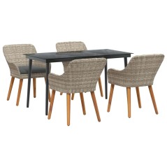 vidaXL Set da pranzo 5 pcs Grigio chiaro e nero Large