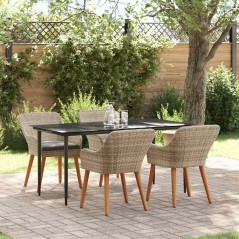 vidaXL Set da pranzo 5 pcs Grigio chiaro e nero Large