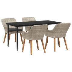 vidaXL Set da pranzo 5 pcs Grigio chiaro e nero Large