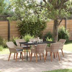 vidaXL Set da pranzo 7 pcs Grigio chiaro e nero Large