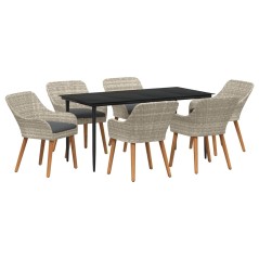 vidaXL Set da pranzo 7 pcs Grigio chiaro e nero Large