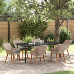 vidaXL Set da pranzo 7 pcs Grigio chiaro e nero Large