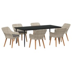 vidaXL Set da pranzo 7 pcs Grigio chiaro e nero Large