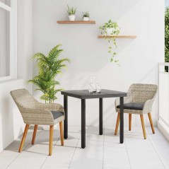 vidaXL Set da pranzo 3 pcs Grigio chiaro e nero Media