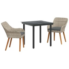 vidaXL Set da pranzo 3 pcs Grigio chiaro e nero Media