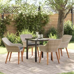 vidaXL Set da pranzo 5 pcs Grigio chiaro e nero Media