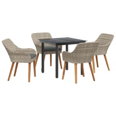 vidaXL Set da pranzo 5 pcs Grigio chiaro e nero Media