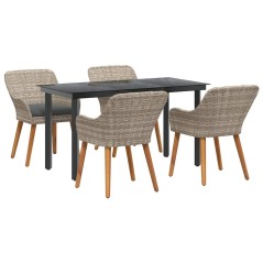 vidaXL Set da pranzo 5 pcs Grigio chiaro e nero 140 x 70 x 74 cm
