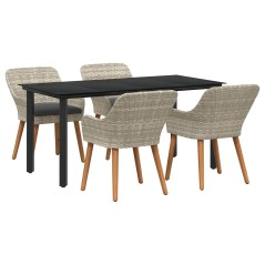 vidaXL Set da pranzo 5 pcs Grigio chiaro e nero 160 x 80 x 74 cm