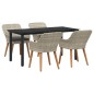 vidaXL Set da pranzo 5 pcs Grigio chiaro e nero 160 x 80 x 74 cm vidaXL Set da pranzo 5 pcs Grigio chiaro e nero 160 x 80 x 74 cm