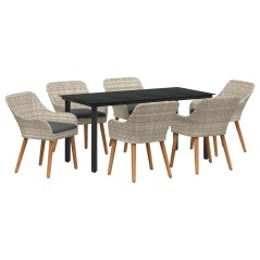 vidaXL Set da pranzo 7 pcs Grigio chiaro e nero 160 x 80 x 74 cm