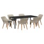 vidaXL Set da pranzo 7 pcs Grigio chiaro e nero 200x100x74 cm vidaXL Set da pranzo 7 pcs Grigio chiaro e nero 200x100x74 cm