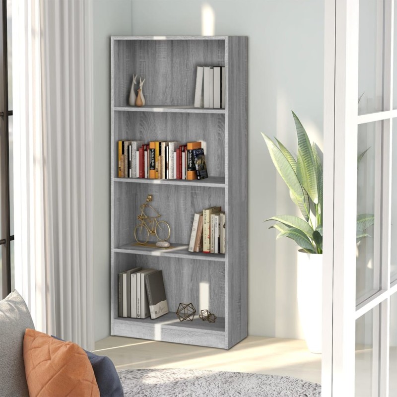 Libreria 4 Ripiani Grigio Sonoma 60x24x142 cm Legno Multistrato Libreria 4 Ripiani Grigio Sonoma 60x24x142 cm Legno Multistrato