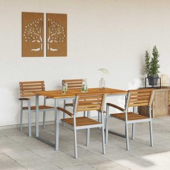 vidaXL Set da Pranzo per Giardino da 5 Pezzi in Legno di Acacia Solido e Metallo
