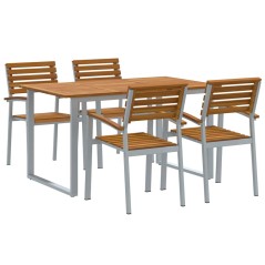 vidaXL Set da Pranzo per Giardino da 5 Pezzi in Legno di Acacia Solido e Metallo