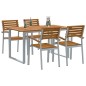 vidaXL Set da Pranzo per Giardino da 5 Pezzi in Legno di Acacia Solido e Metallo vidaXL Set da Pranzo per Giardino da 5 Pezzi in Legno di Acacia Solido e Metallo