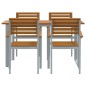 vidaXL Set da Pranzo per Giardino da 5 Pezzi in Legno di Acacia Solido e Metallo vidaXL Set da Pranzo per Giardino da 5 Pezzi in Legno di Acacia Solido e Metallo