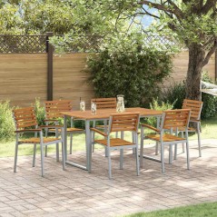 vidaXL Set da Pranzo da Giardino 7 Pezzi in Legno Massello di Acacia e Metallo
