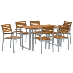 vidaXL Set da Pranzo da Giardino 7 Pezzi in Legno Massello di Acacia e Metallo