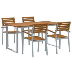 vidaXL Set da Pranzo da Giardino 5 Pezzi in Legno Massello di Acacia e Metallo
