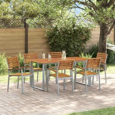vidaXL Set da Pranzo da Giardino 7 Pezzi in Legno Massello di Acacia e Metallo