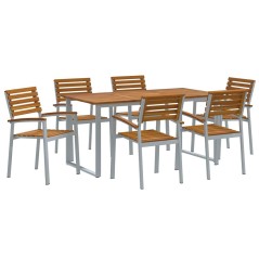 vidaXL Set da Pranzo da Giardino 7 Pezzi in Legno Massello di Acacia e Metallo