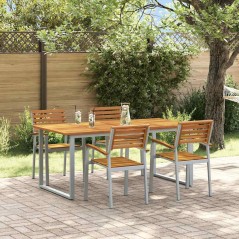 vidaXL Set da Pranzo da Giardino 5 Pezzi in Legno Massello di Acacia e Metallo