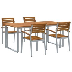 vidaXL Set da Pranzo da Giardino 5 Pezzi in Legno Massello di Acacia e Metallo
