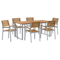 vidaXL Set da pranzo da giardino 7 pezzi in legno massello di acacia e metallo