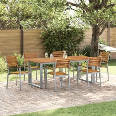vidaXL Set da pranzo da giardino 7 pezzi in legno massello di acacia e metallo