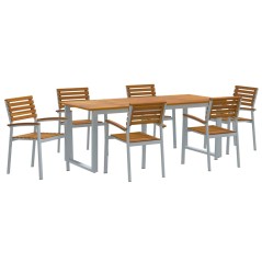 vidaXL Set da pranzo da giardino 7 pezzi in legno massello di acacia e metallo