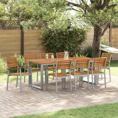 vidaXL Set da Pranzo da Giardino 9 Pezzi in Legno Massello di Acacia e Metallo