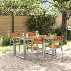 vidaXL Set da Pranzo da Giardino in 5 Pezzi in Legno Massello di Acacia e Metallo