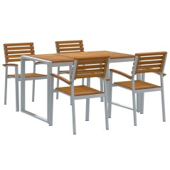 vidaXL Set da Pranzo da Giardino in 5 Pezzi in Legno Massello di Acacia e Metallo