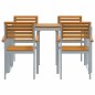 vidaXL Set da Pranzo da Giardino in 5 Pezzi in Legno Massello di Acacia e Metallo vidaXL Set da Pranzo da Giardino in 5 Pezzi in Legno Massello di Acacia e Metallo